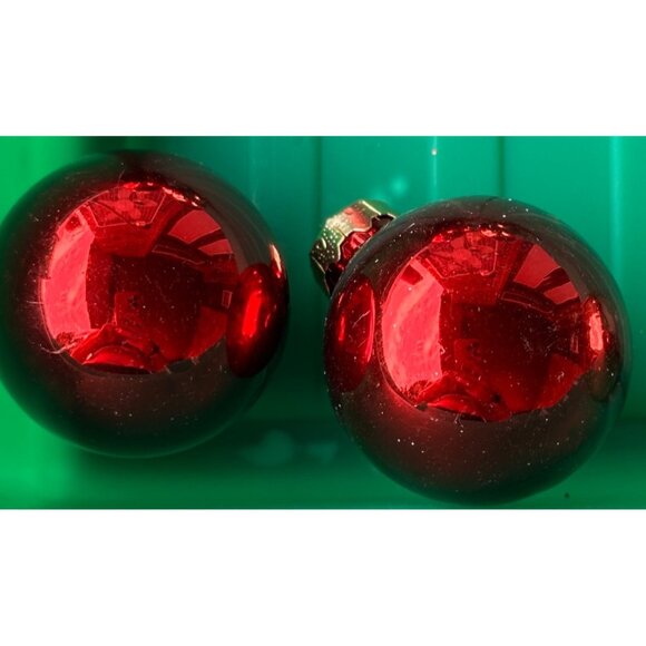 Set of 9 Metallic Shiny Gold & Red Christmas Glass Ornaments Ball-Shaped (READ) - Picture 2 of 8